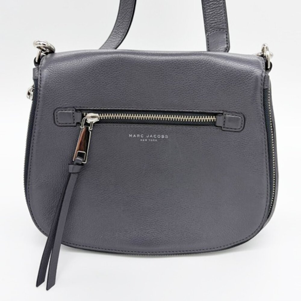 Marc Jacobs Recruit Nomad Saddle Crossbody Bag • Shadow Gray Pebble Leather